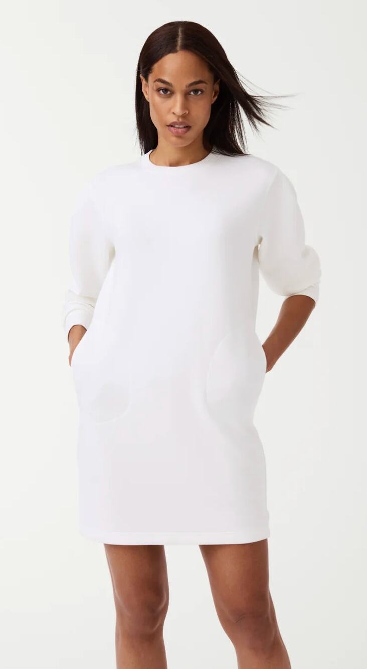 Spanx Dress Medium AirEssentials Crewneck White Lightweight Relaxed Classic Chic